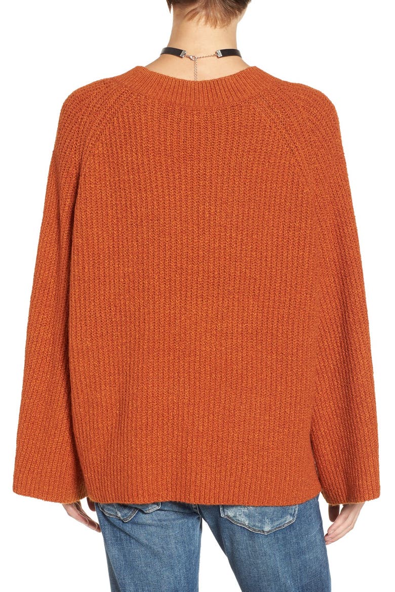 Knit Bell Sleeve Pullover, Alternate, color, RUST CIDER