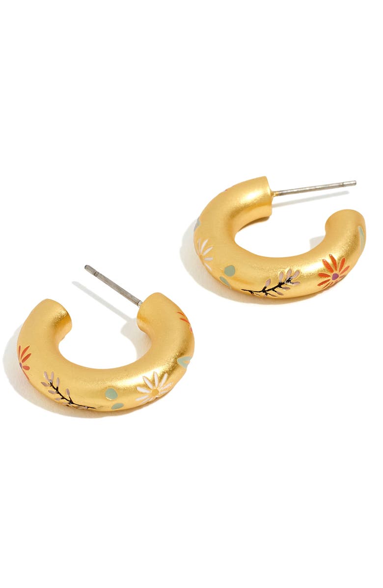 Madewell Flower Bouquet Chunky Huggie Hoop Earrings, Main, color, 