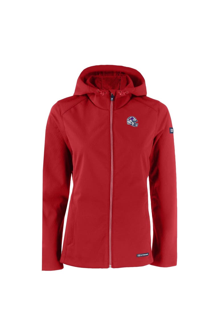 Women's Cutter & Buck Red Buffalo Bills Evoke Eco Softshell Recycled Full-Zip Hooded Jacket, Alternate, color, Red
