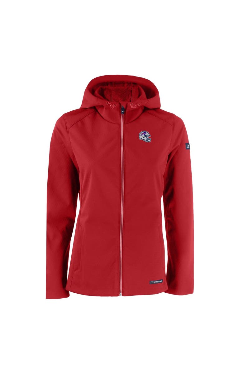 Cutter & Buck Women's Cutter & Buck Red Buffalo Bills Evoke Eco Softshell Recycled Full-Zip Hooded Jacket, Alternate, color,
