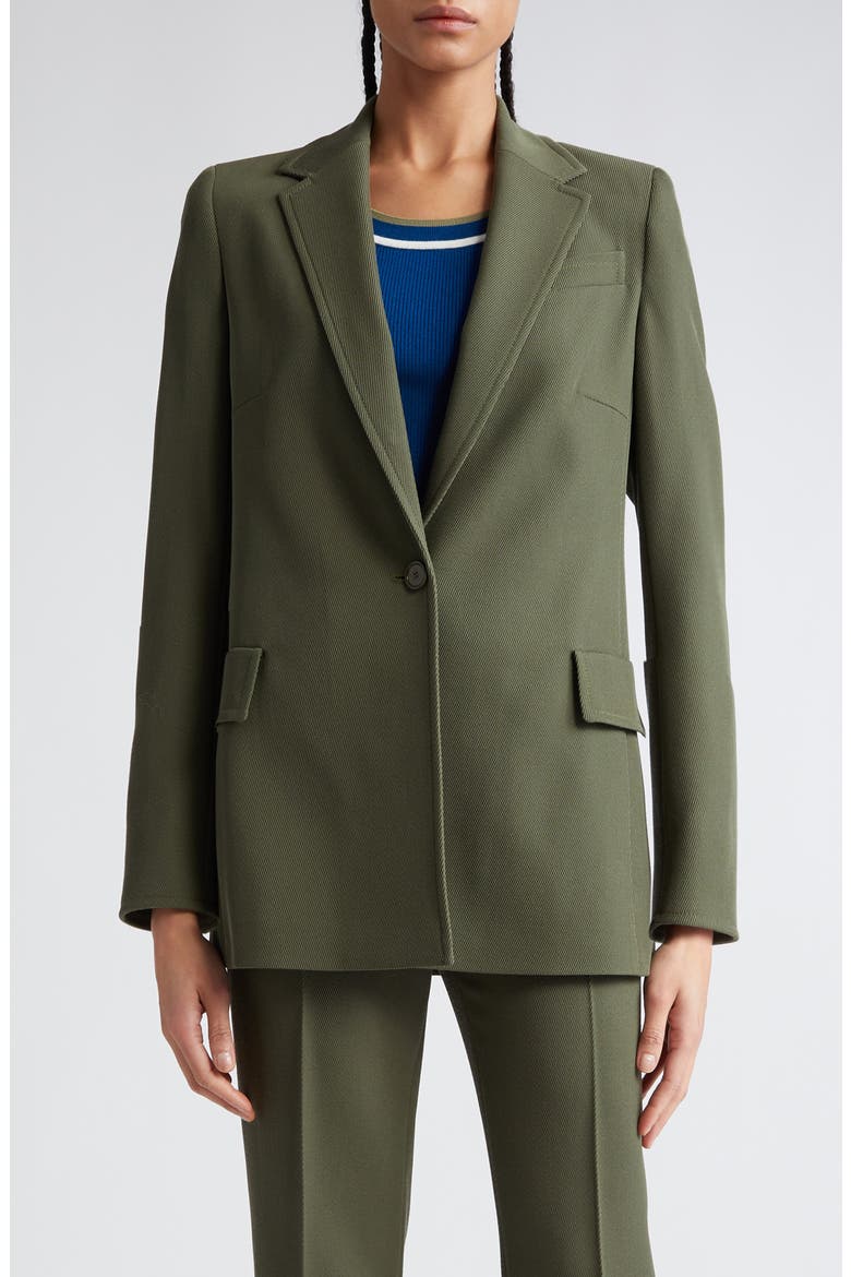 Single Breasted Wool Tricotine Boyfriend Blazer, Main, color, SAGE
