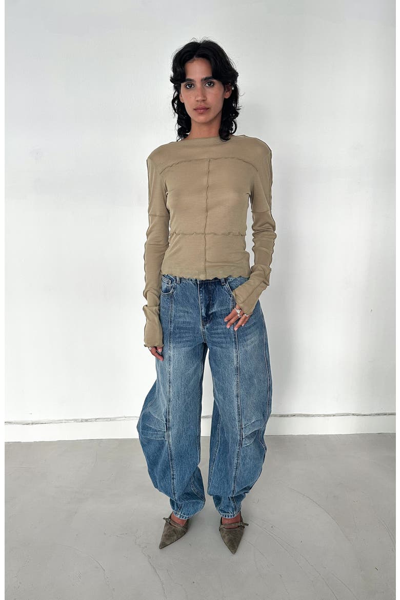 Lia Sheer Jersey Top, Alternate, color, Olive Green