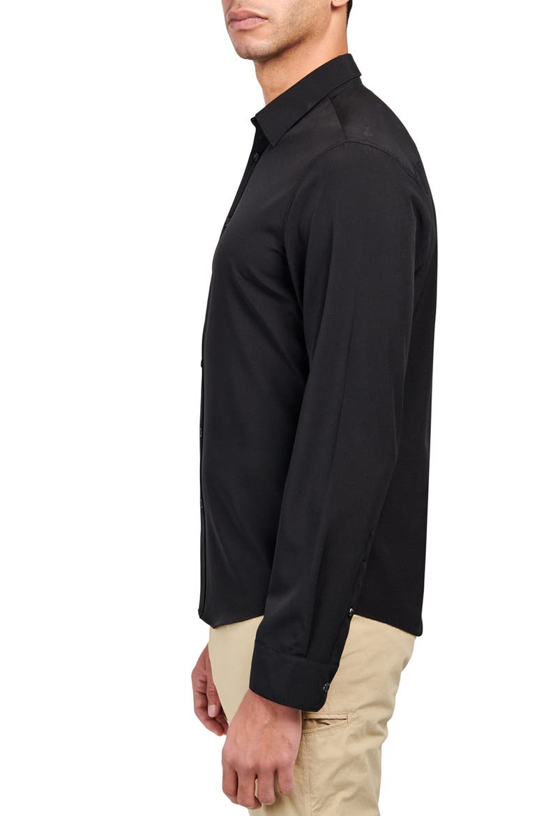 Slim Fit Solid 4-Way Stretch Performance Long Sleeve Shirt, Alternate, color, BLACK