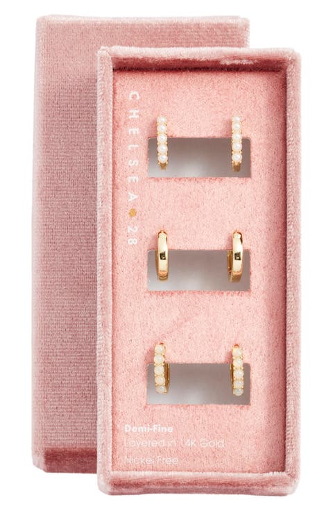 Set of 3 Demi Fine Huggie Hoop Earrings