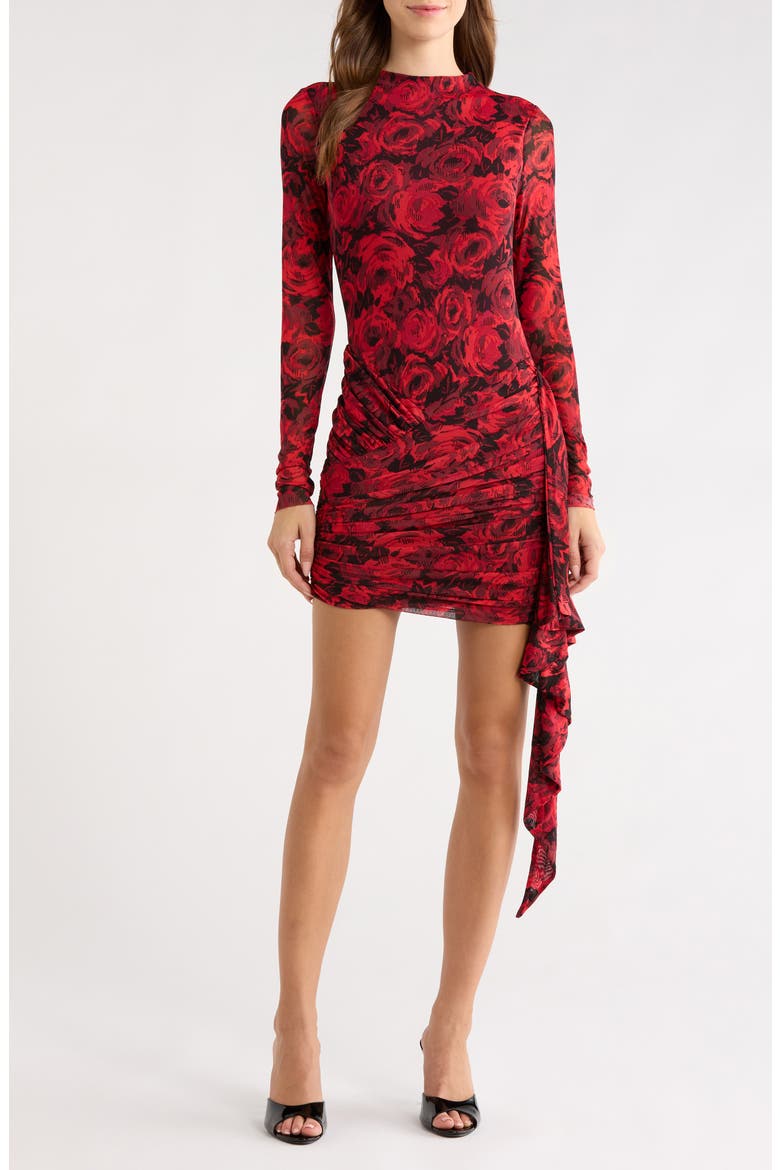 Melise Long Sleeve Floral Print Body-Con Dress, Main, color, ROSE KISSED