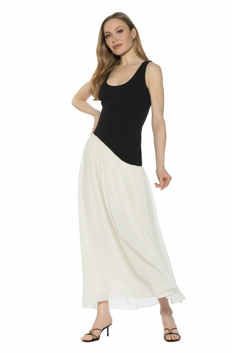 Elowen U-Neck Maxi Dress, Alternate, color, BLACK/ WHITE