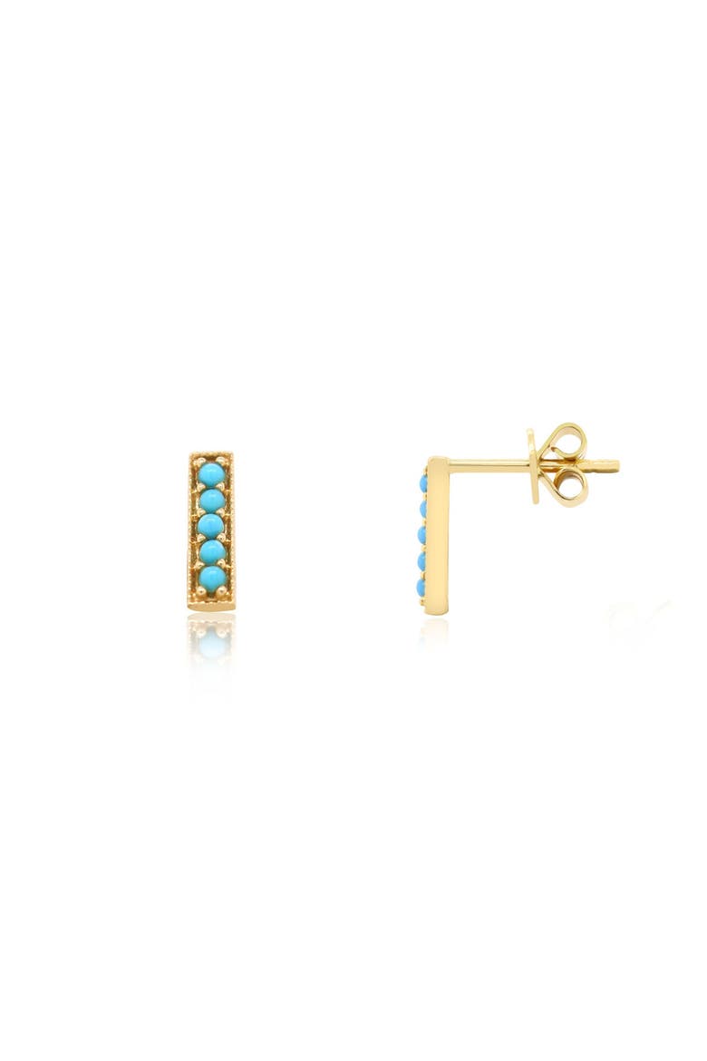 Turquoise Bead Bar Stud Earrings, Main, color, Turquoise