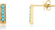 The Lovery Fine Jewelry Turquoise Bead Bar Stud Earrings