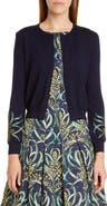 Oscar de la Renta Mimosa Stems Embroidered Wool Cardigan
