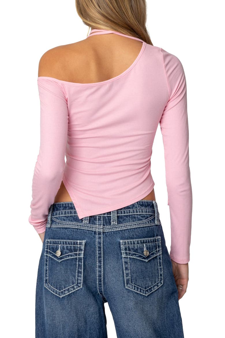Long Sleeve Asymmetric Crop Top & Choker, Alternate, color, LIGHT-PINK