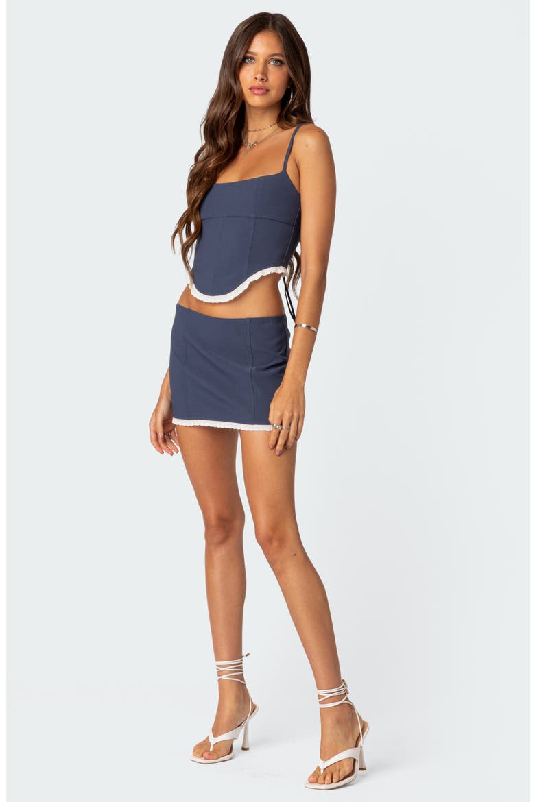 Thora Eyelet Embroidered Trim Miniskirt, Alternate, color, NAVY