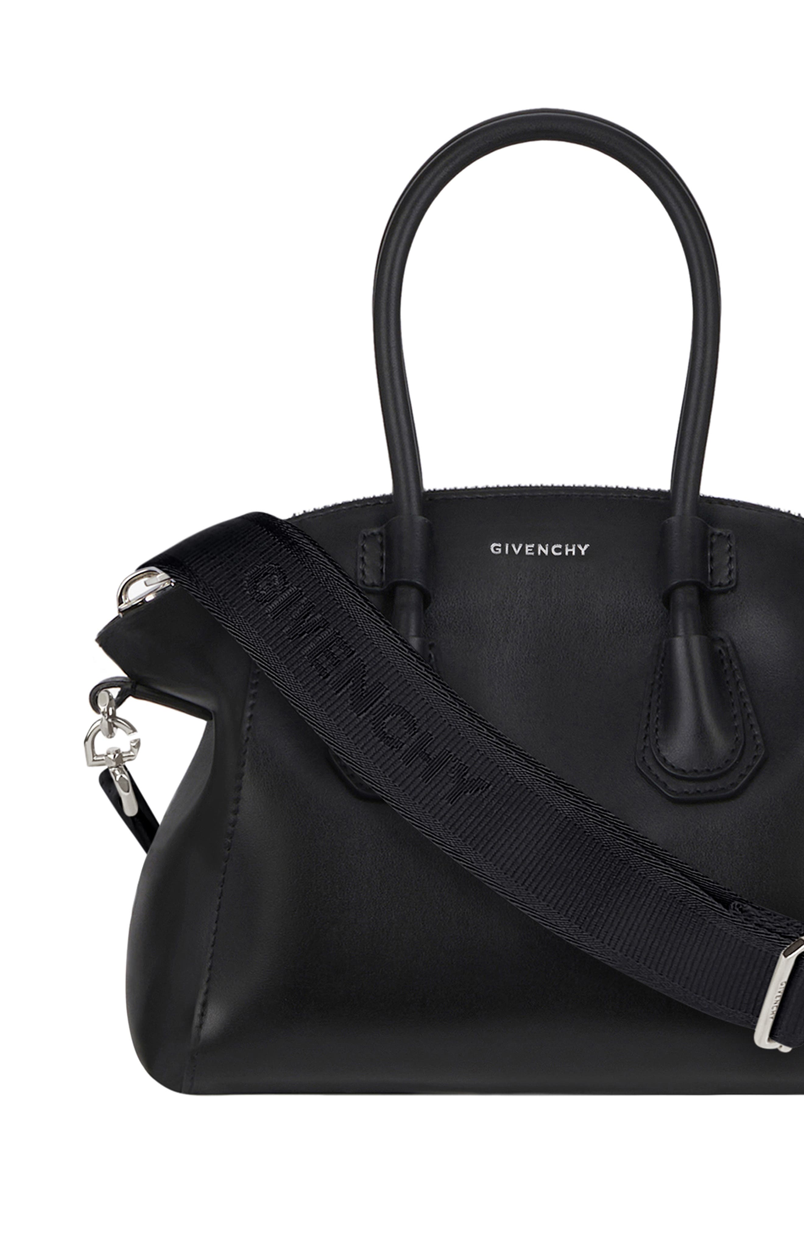 Mini Antigona Sport Leather Top Handle Bag, Alternate, color, BLACK