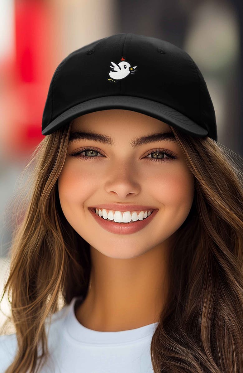 Dalix Chicken Embroidered Cotton Cap, Alternate, color, Black