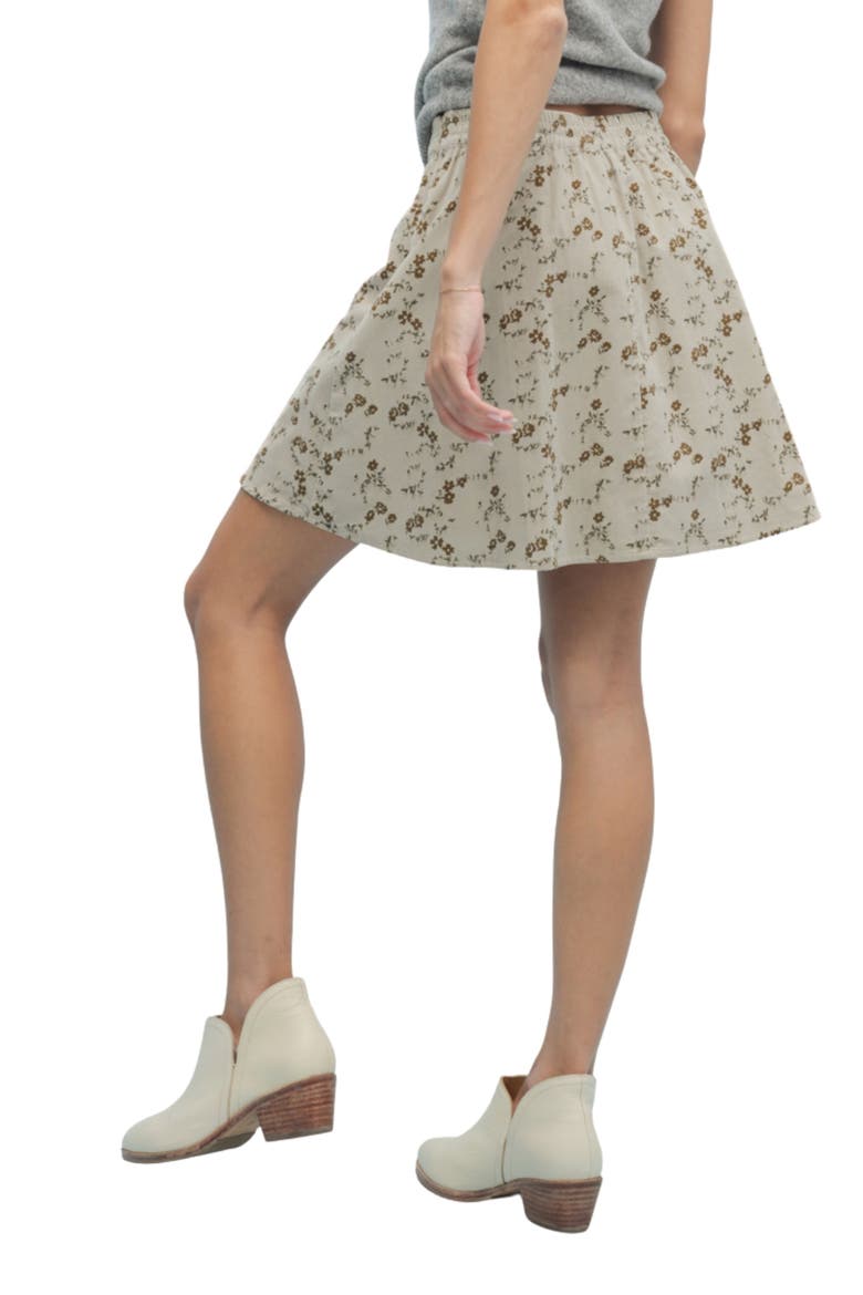 Floral Corduroy Miniskirt, Alternate, color, STONE/ MOCHA