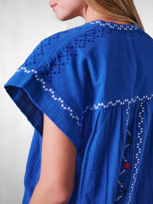 Cape Cove Coves Embroidered Top In Blue