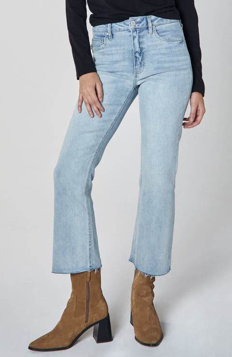 Marlow Raw Hem Mid Rise Crop Flare Jeans