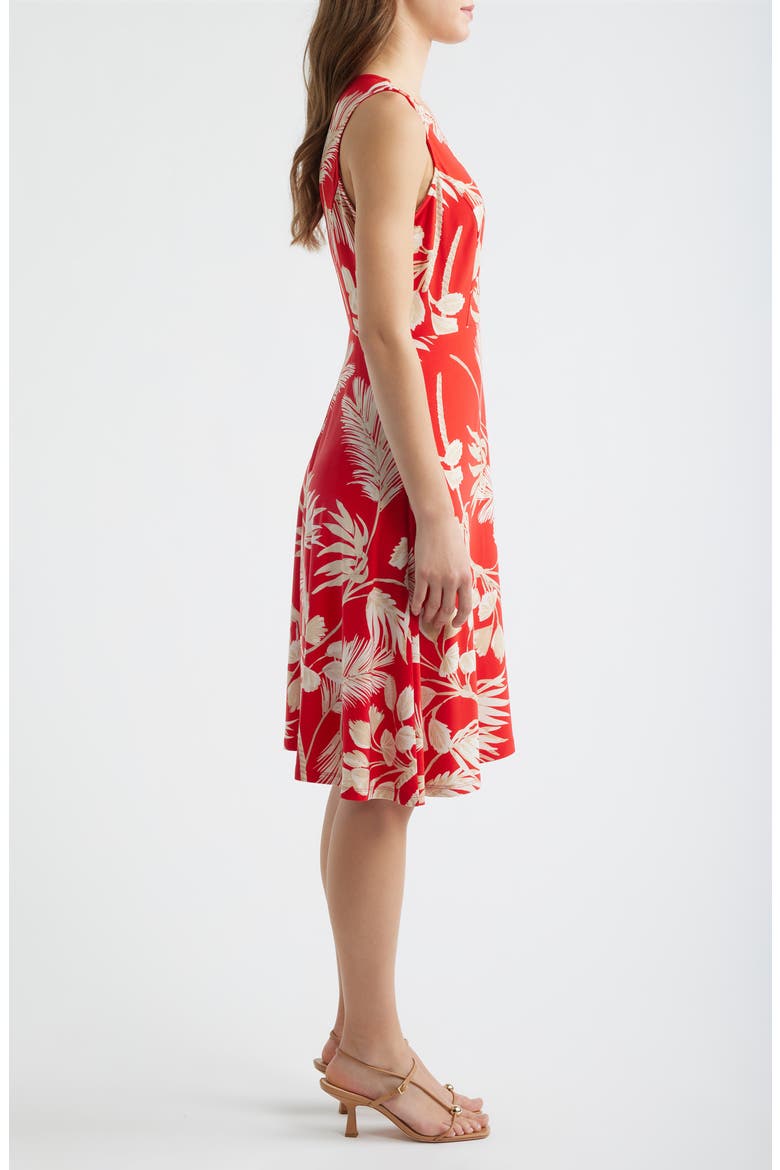 Floral Sleeveless A-Line Dress, Alternate, color, BEGONIA RED MULTI
