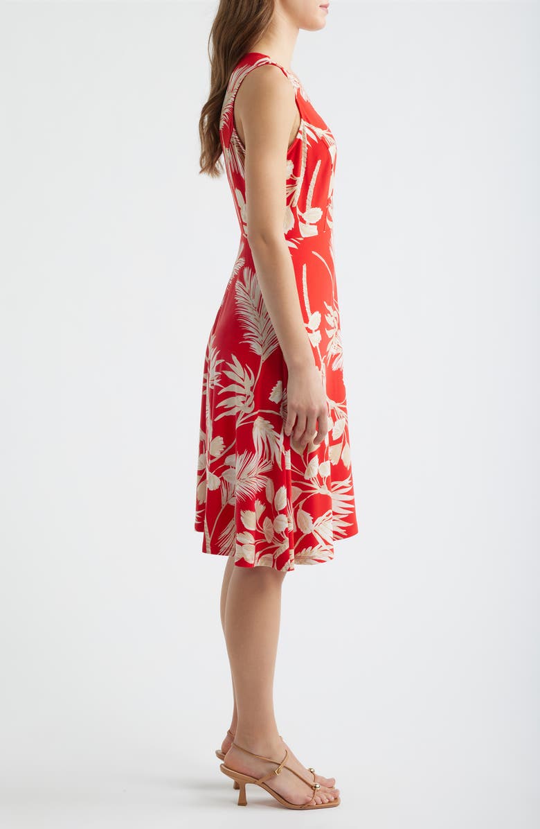 AK ANNE KLEIN Floral Sleeveless A-Line Dress, Alternate, color, Begonia Red Multi