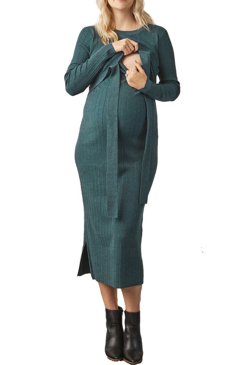 Angel Maternity Knit Midi Maternity/Nursing Dress, Alternate, color, 