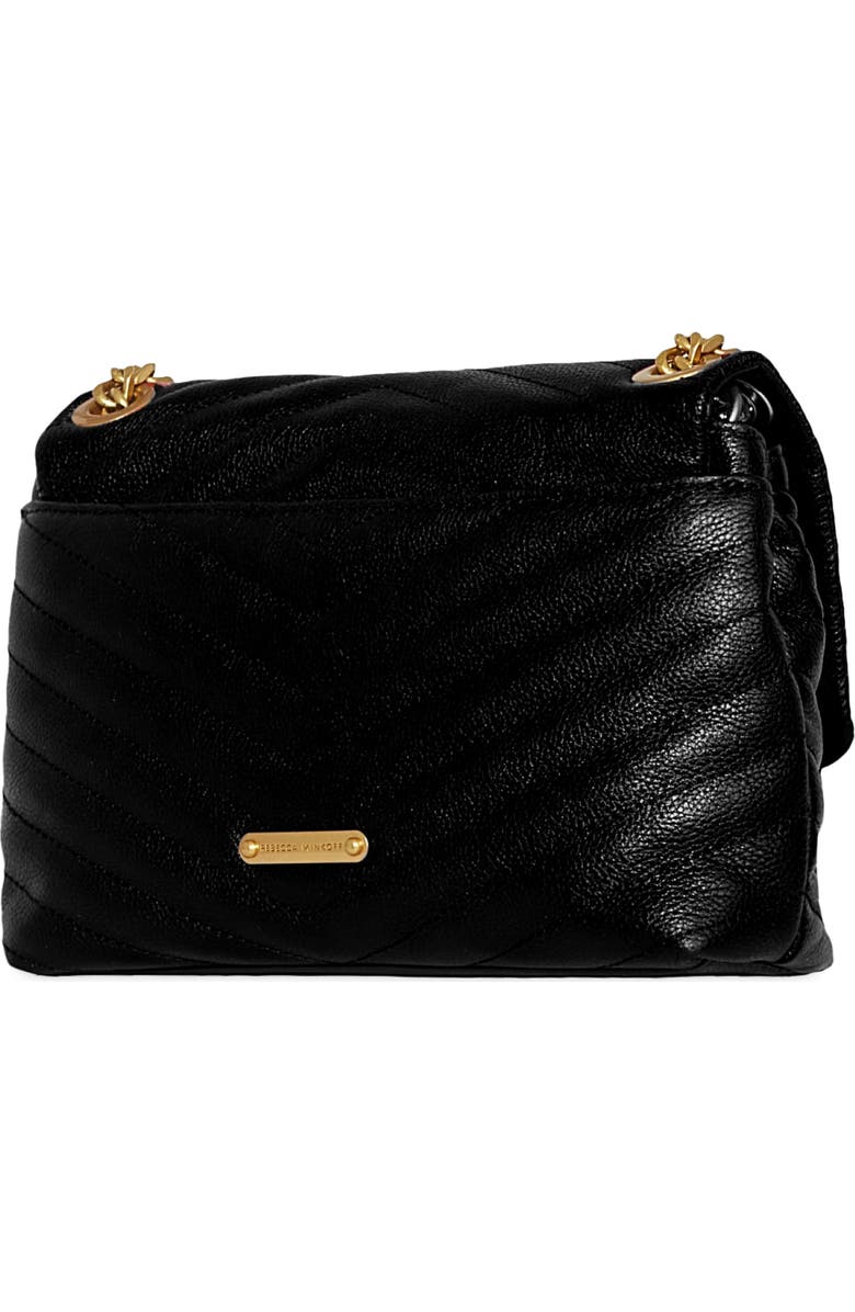 Rebecca Minkoff Edie Chevron Quilted Leather Shoulder Bag, Alternate, color, Black