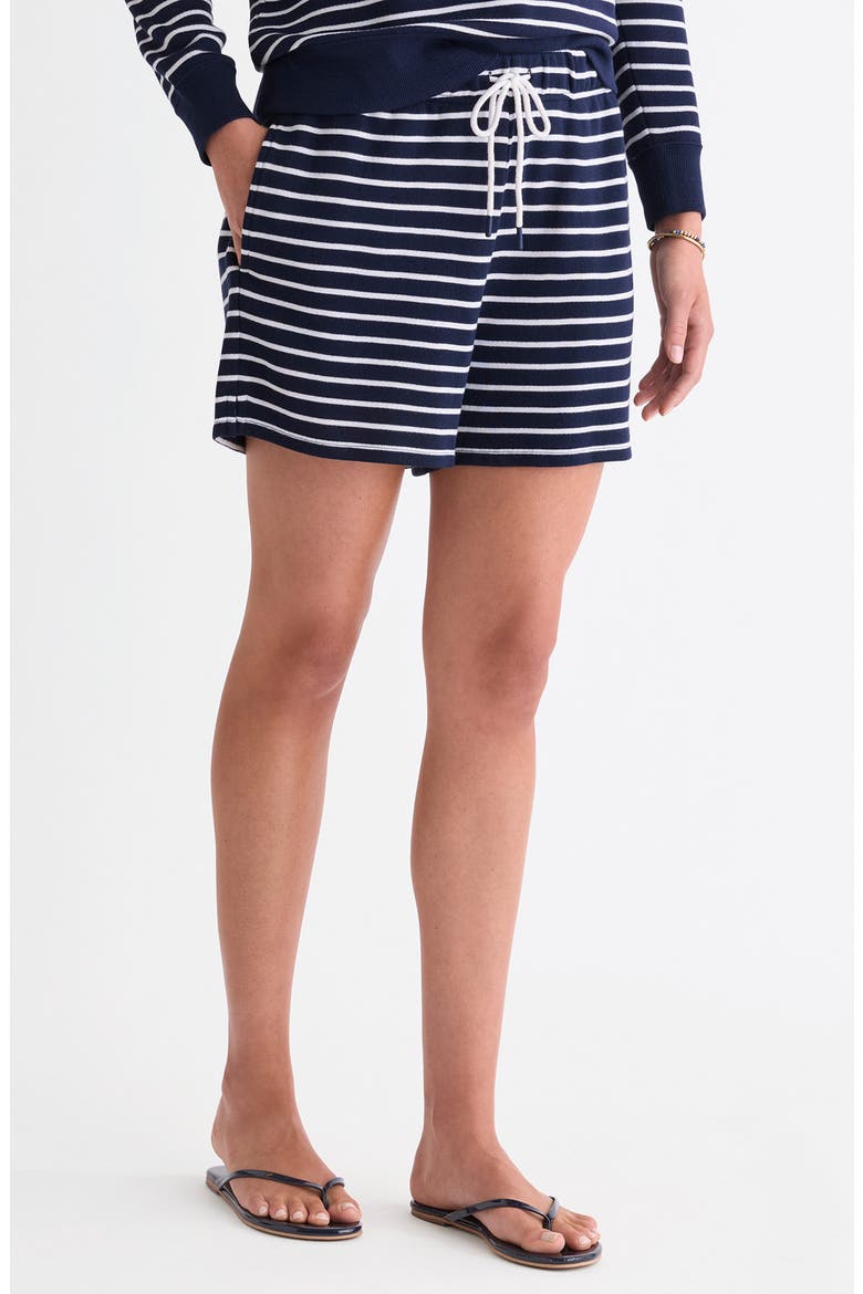 Pull-On Terry Shorts, Alternate, color, BAY STRIPE NAVY