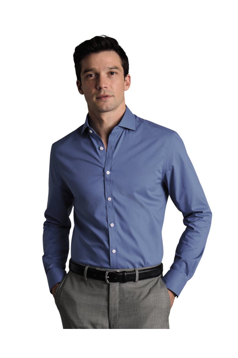 Non-Iron stretch Poplin Shirt, Main, color, Ocean Blue
