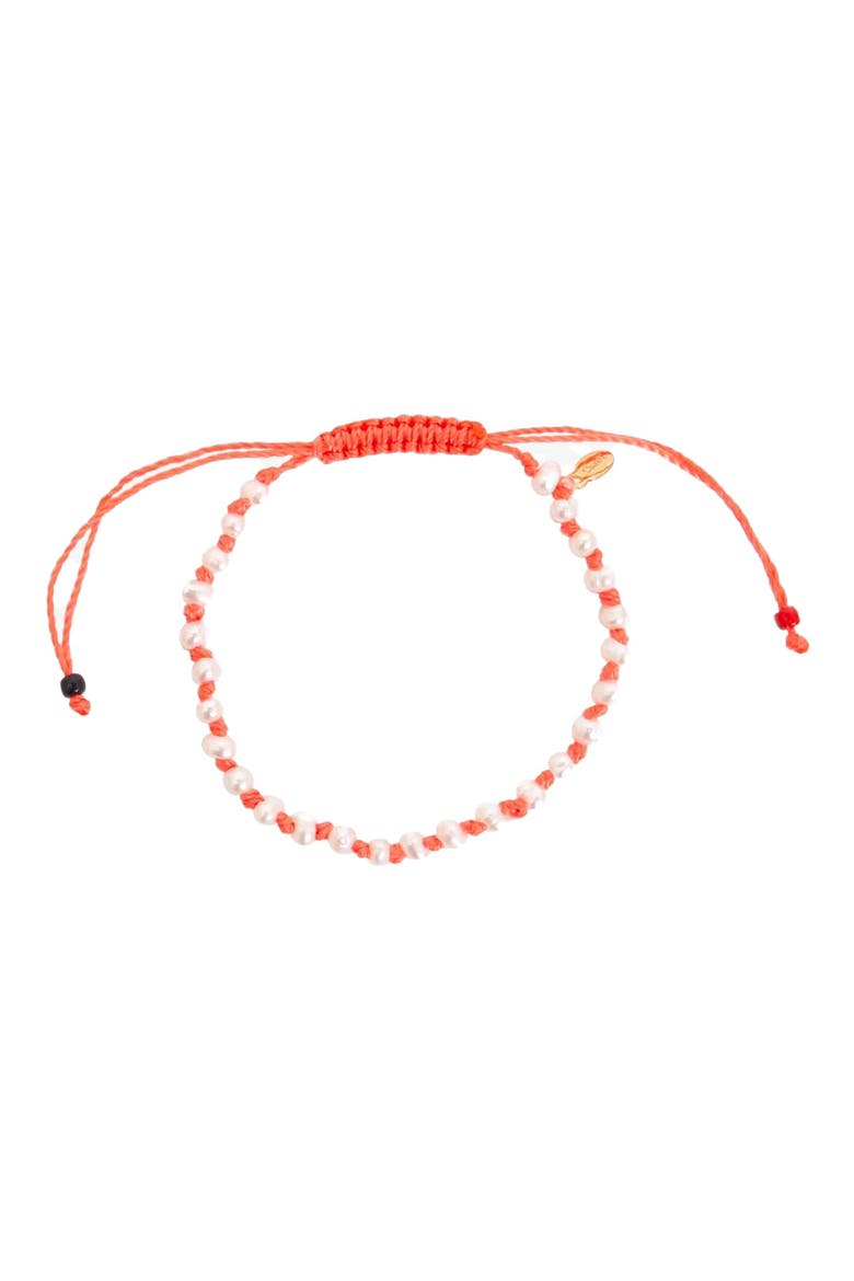 Petite Freshwater Pearl Beaded Slide Bracelet, Main, color, CORAL
