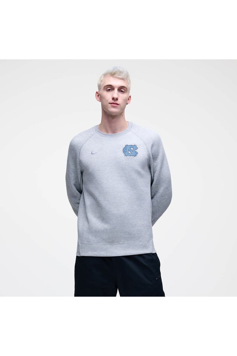 Men's Nike Heather Gray North Carolina Tar Heels Tech Fleece Raglan Sweatshirt, Main, color, Heather Gray