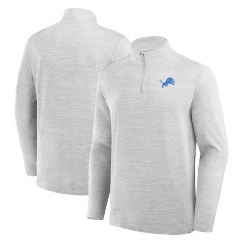 Men's Fanatics Heather Gray Detroit Lions Clutch Quarter-Zip Pullover