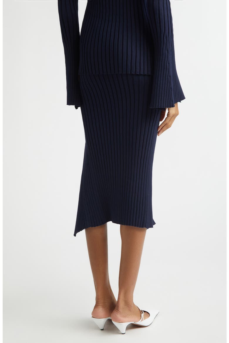 Cotton Ribbed Sweater Skirt, Alternate, color, INK