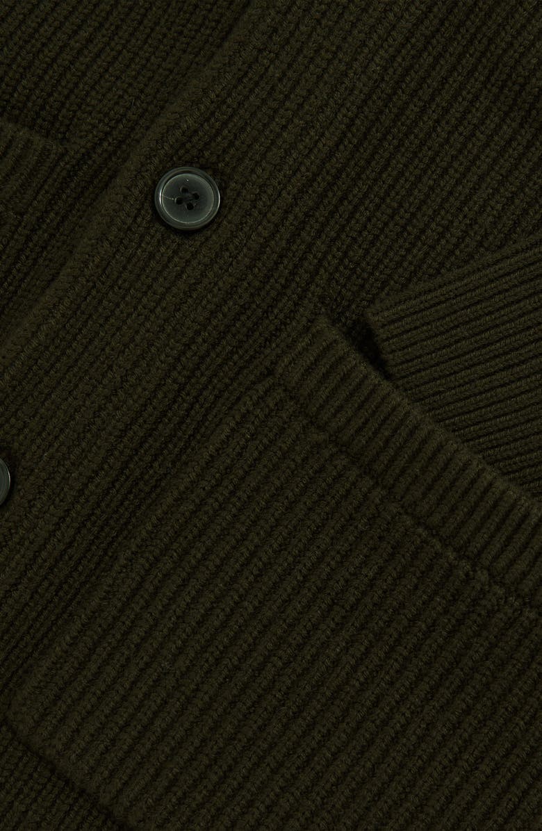 Reiss Cannon Rib Cardigan, Alternate, color, Dark Olive Green