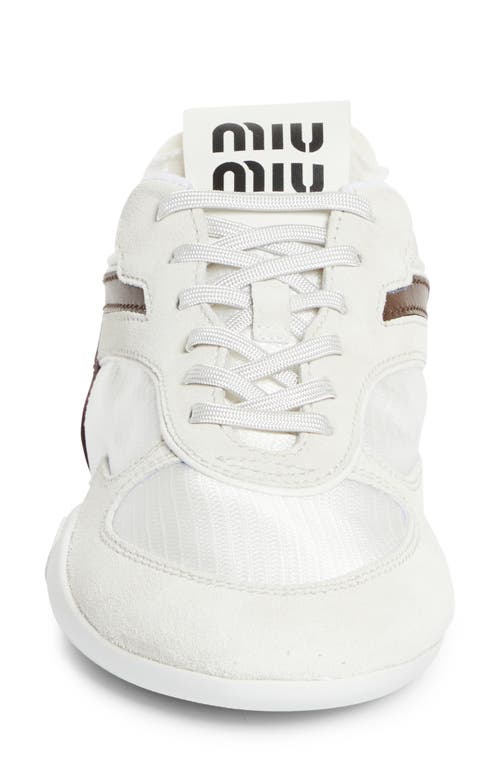 Miu Miu Technical Fabric And Suede Sneakers In Bianco/amaranto