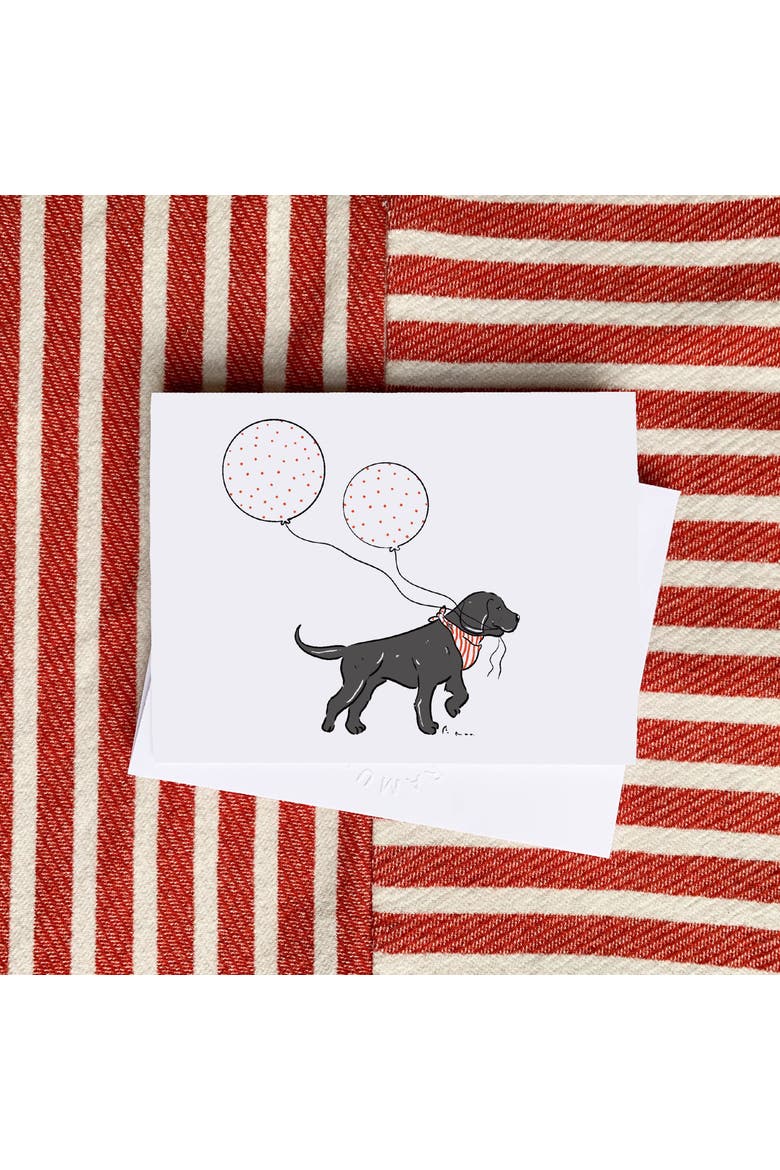 Preppy Black Lab Balloons Birthday Greeting Card Pack Set, Alternate, color, Multi-Pack