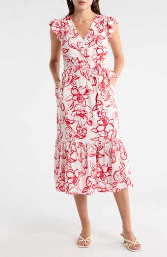 Sam Edelman Petal Sketch Cap Sleeve Maxi Dress