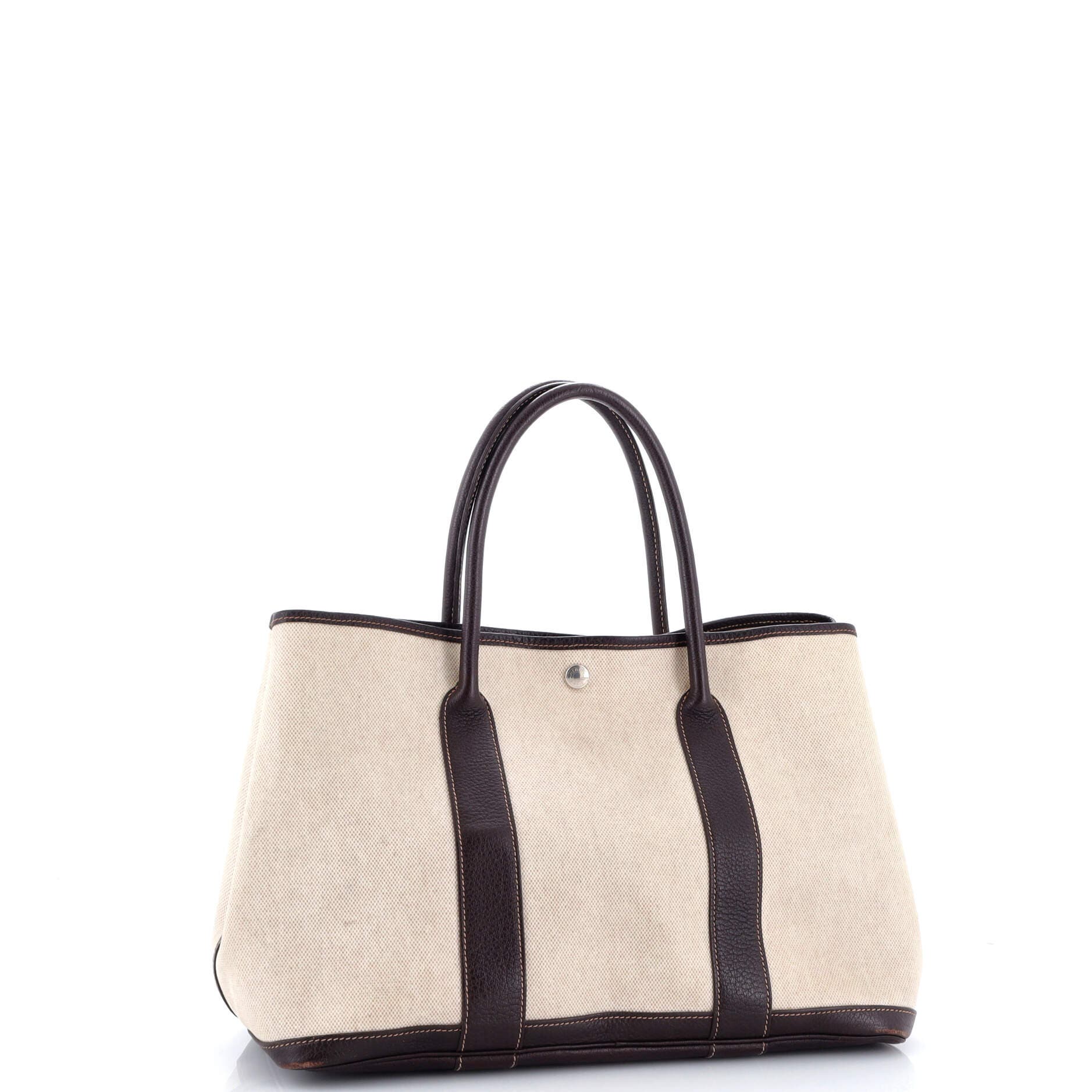 Pre-Owned Hermes Garden Party Tote Toile and Leather 36, Alternate, color, Cocaon