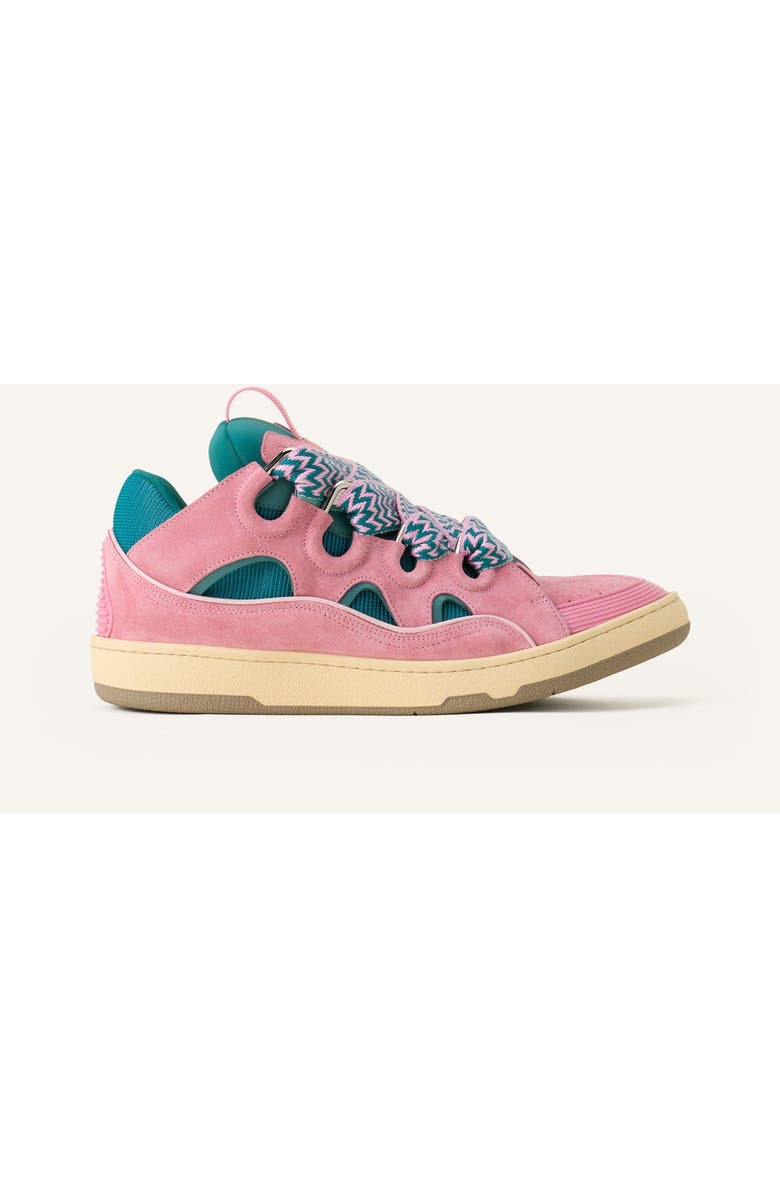 Lanvin CURB LEATHER SNEAKERS, Main, color, Green/Pink