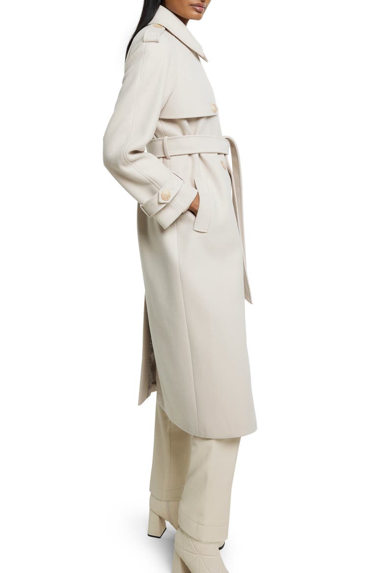 Relaxed Fit Belted Longline Trench Coat, Alternate, color, CREAM