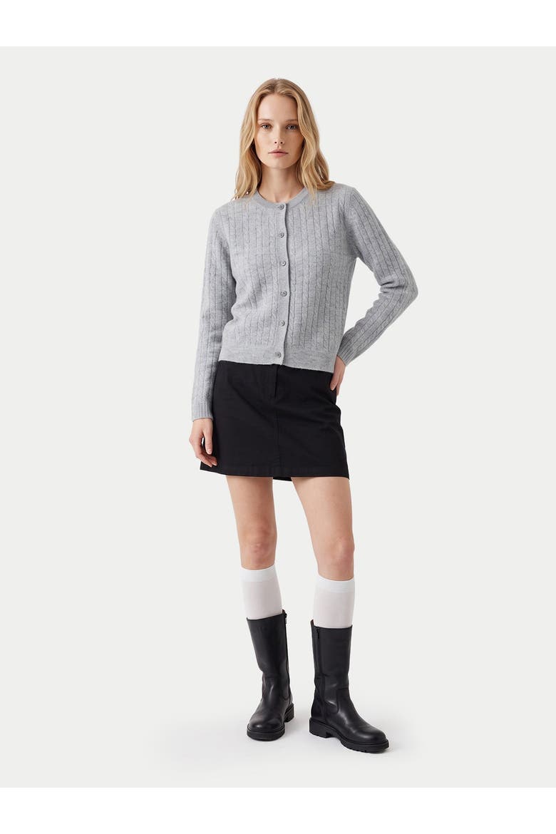 Cashmere Round-neck Cable Cardigan, Alternate, color, high rise