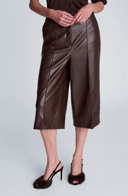 Kenneth Cole High Waist Pintuck Faux Leather Long Shorts