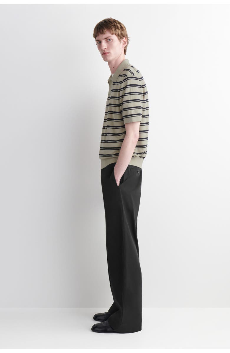 COS Knitted Linen Polo Shirt, Alternate, color, Beige / Brown / Striped