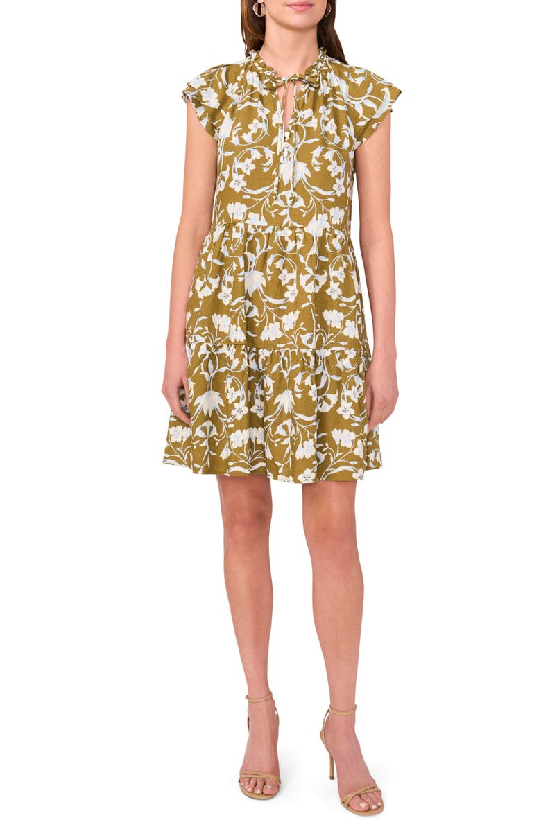 Halogen<sup>®</sup> Floral Flutter Sleeve Minidress, Main, color,