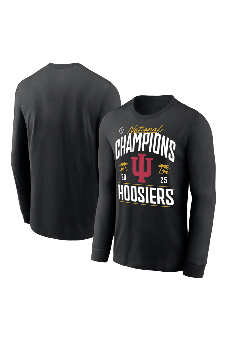 Men's Black Indiana Hoosiers College Football Playoff 2025 National Champions Locker Room Replica Long Sleeve T-Shirt, Main, color, Black