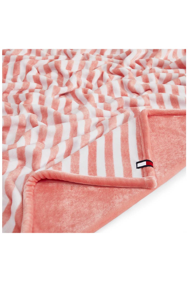 Laguna Beach Stripe Throw Blanket, Alternate, color, WHITE/ CORAL PINK
