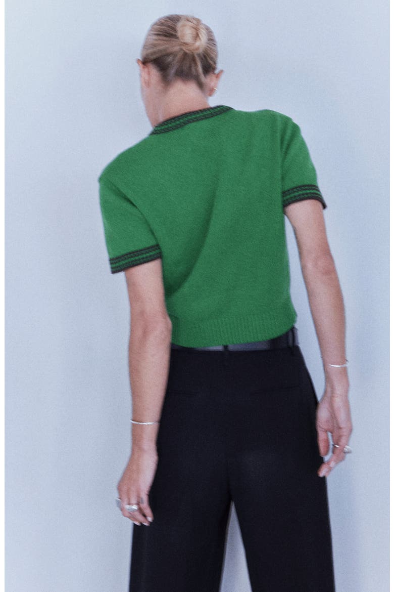 Short Sleeve Sweater, Alternate, color, GREEN