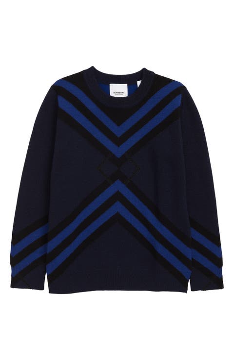 Kids' Chevron Cotton & Cashmere Crewneck Sweater (Toddler, Little Kid & Big Kid)