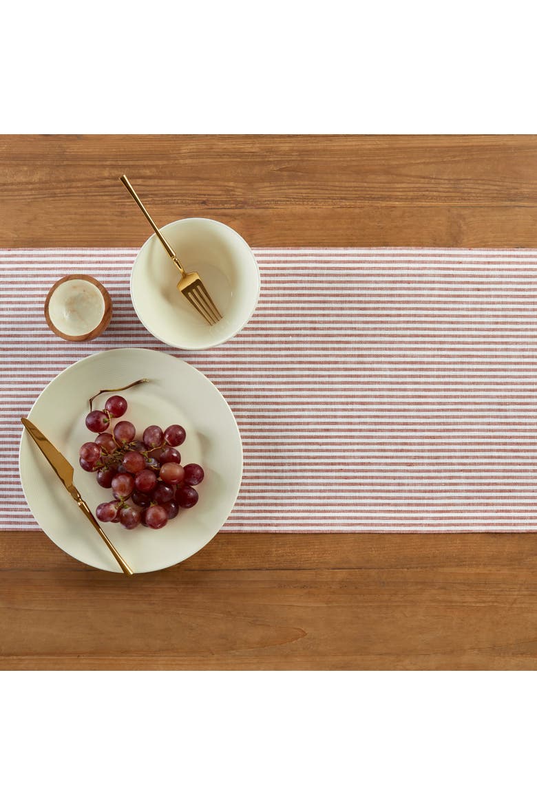 Narrow Stripe Linen Table Runner, Alternate, color, Cinnamon and White