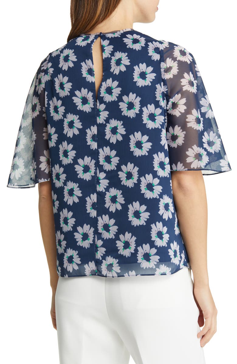 Ted Baker London Harlynn Floral Flutter Sleeve Chiffon Top, Alternate, color,