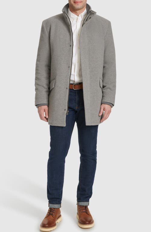 Cole Haan Signature Stand Collar Wool Blend Car Coat In Gray