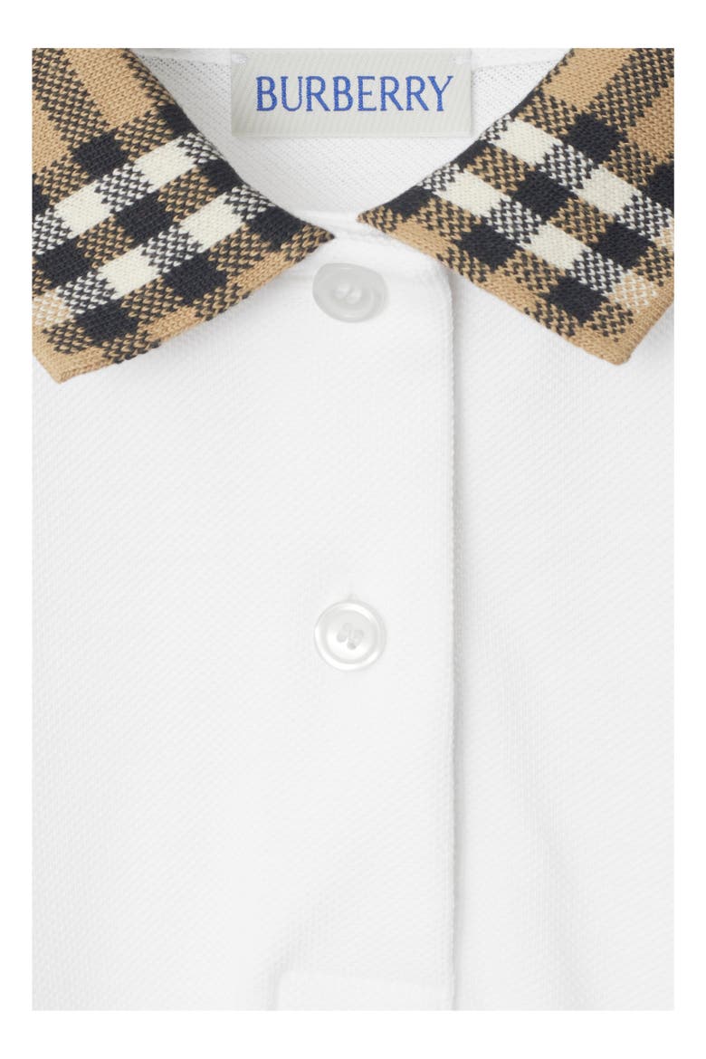 Check Collar Cotton Polo Shirt Dress, Alternate, color, White