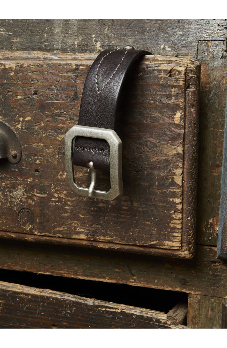 Fortela Oregon Leather Belt with Squared Buckle, Alternate, color, Testa Moro